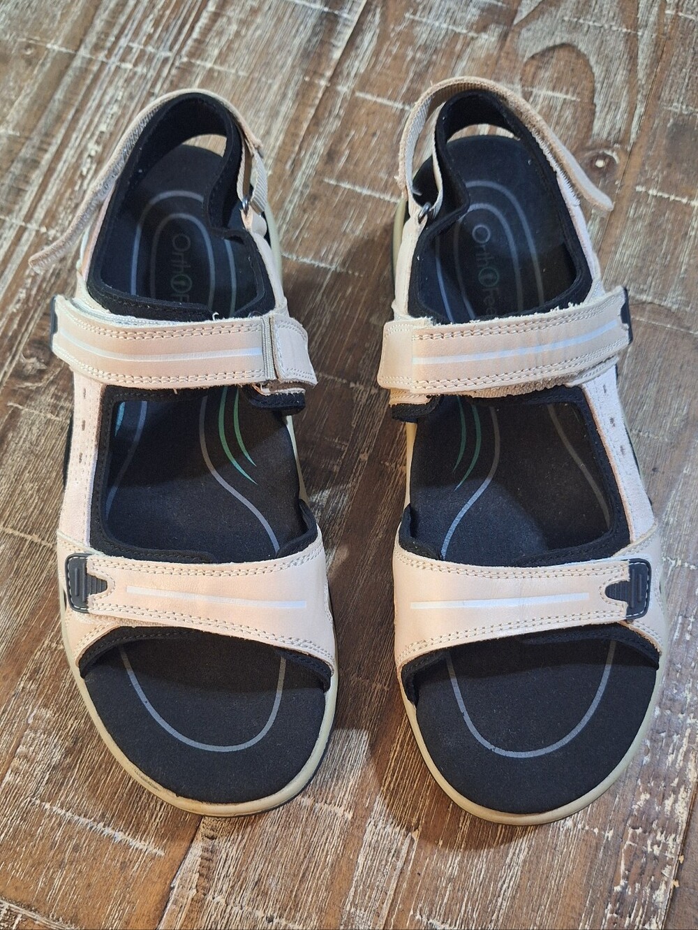 Orthofeet 969 Venice Women's Comfort Sandals Tan Leather Adjustable Strap 8M